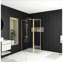 Raumdusche Aurlane Golden Edge 900x2000 mm Echtglas Klar hell gold Reversibel mit 400 mm Klappwand