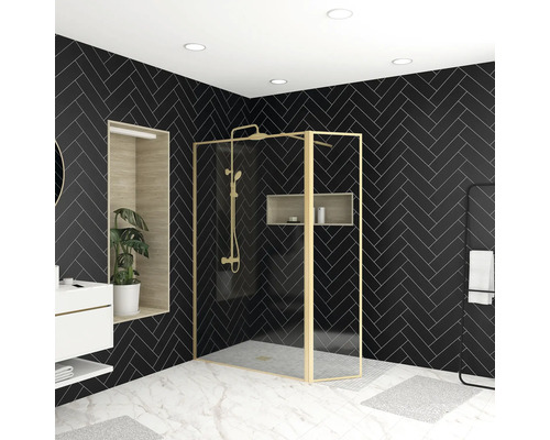 Raumdusche Aurlane Golden Edge 1200x2000 mm Echtglas Klar hell gold Reversibel mit 400 mm Klappwand Raumdusche Aurlane Golden Edge 1200x2000 mm Echtglas Klar hell gold Reversibel mit 400 mm Klappwand