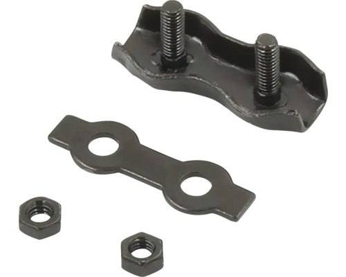 Drahtseilklemme mit Schrauben, Muttern und Gegenplatte