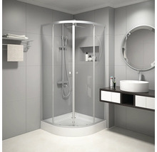 Runddusche mit Schiebetüre Aurlane Chrystal Round 900x900x2000 mm Echtglas Klar hell chrom