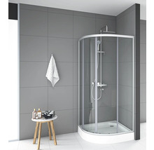 Runddusche mit Schiebetüre Aurlane Chrystal Round 900x900x2000 mm Echtglas Klar hell chrom