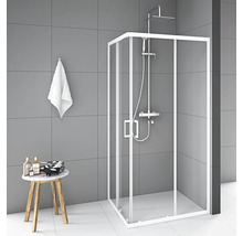 Eckdusche mit Duscharmatur in einem modernen Badezimmer