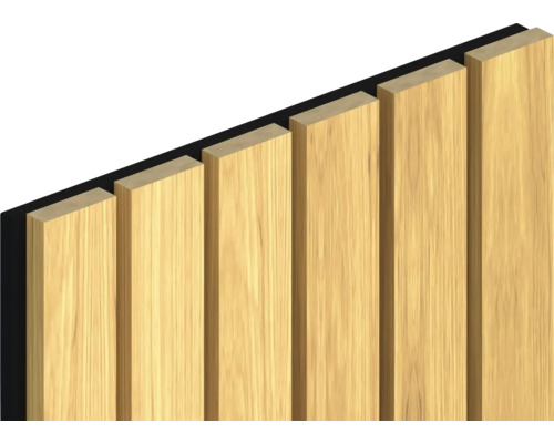 Akustikpaneel Saragossa Eiche foliert mit breiten Lamellen 42 mm 2800 x 300 x 21 mm Holzpaneele für Wand- und Deckenverkleidung