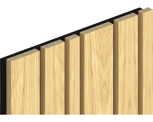 Akustikpaneel Saragossa Eiche foliert mit unregelmäßigen Lamellen 2800 x 300 x 21 mm Holzpaneel mit Lattenoptik