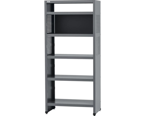 Graues Stahlregal mit fünf Regalböden für Lagerzwecke