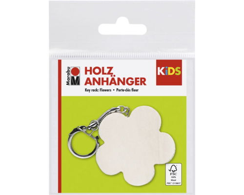Marabu Holzanhänger Schlüsselanhänger Blume in Verpackung