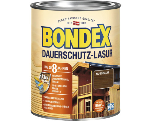 Bondex Dauerschutz-Lasur Nussbaum für Holz im Außenbereich