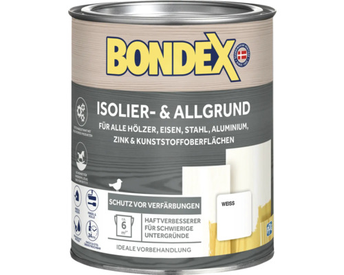 Bondex Isolier- und Allgrund Farbe für Holz, Eisen, Stahl, Aluminium, Zink und Kunststoffoberflächen im Farbton Weiss