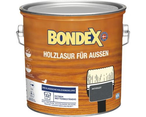 Holzschutz-Lasur Bondex anthrazit 2,5 l