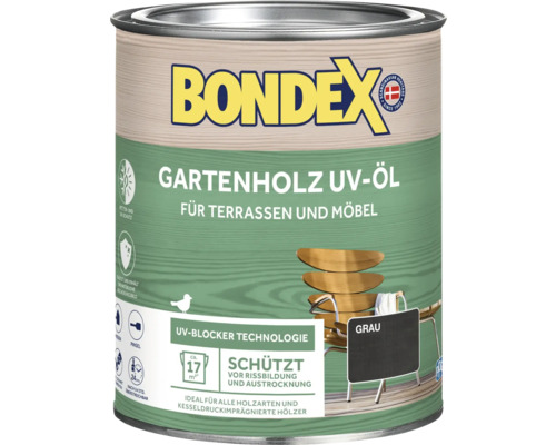 Bondex Gartenholz UV Öl für Terrassen und Möbel im Farbe Grau