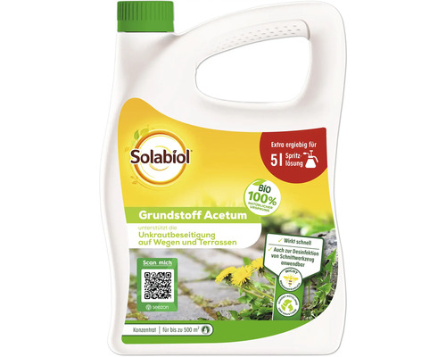 Solabiol Grundstoff Acetum zur Unkrautbekämpfung auf Wegen und Terrassen, Konzentrat für bis zu 500 Quadratmeter