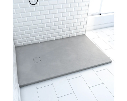 Rechteckduschwanne Aurlane Stone 120x80x2,6 cm steingrau matt