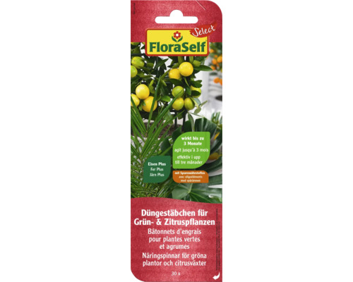 Düngestäbchen für Grünpflanzen & Zitruspflanzen FloraSelf Select 30 Stk. FloraSelf Düngestäbchen für Grün und Zitruspflanzen, 30 Stück