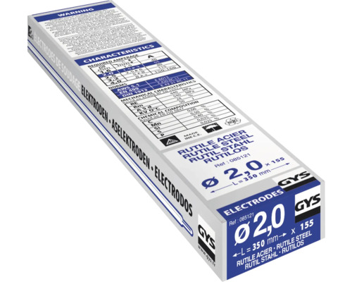 Verpackung rutilumhüllter Schweißelektroden mit einem Durchmesser von 2,0 mm und einer Länge von 350 mm