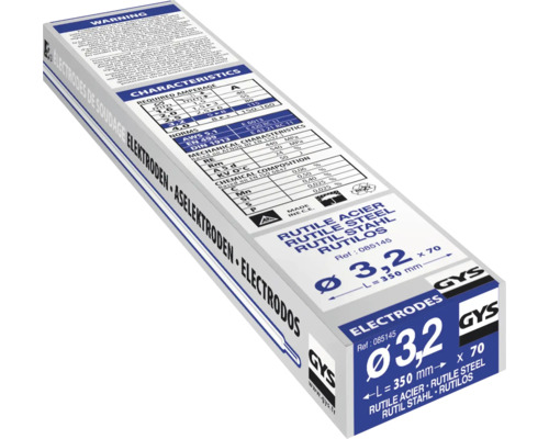 Verpackung Rutile Stahl Elektroden, Durchmesser 3,2 mm, Länge 350 mm, Marke GYS