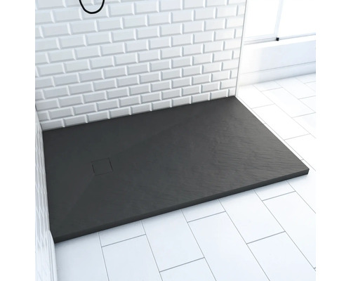 Rechteckduschwanne Aurlane Stone 140x90x2,6 cm anthrazit matt