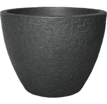 Schwarzer Pflanztopf mit rauer Oberfläche