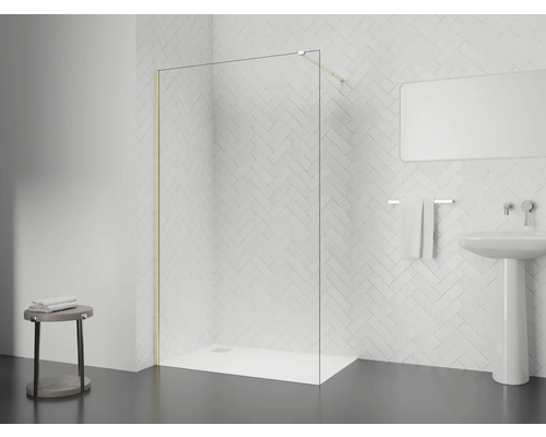 Raumdusche Aurlane Parma 1200x 2000 mm Echtglas Klar hell gold Reversibel
