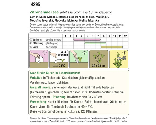 Informationen zur Aussaat und Ernte von Zitronenmelisse