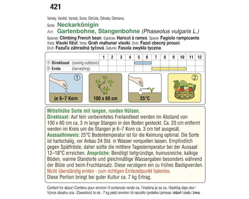 Informationen zur Aussaat und Ernte von Gartenbohnen