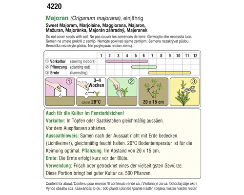 Informationen zur Aussaat und Ernte von Majoran