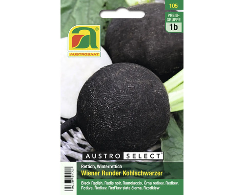 AUSTROSAAT Rettich Winterrettich Wiener Runder Kohlschwarzer Samenpackung