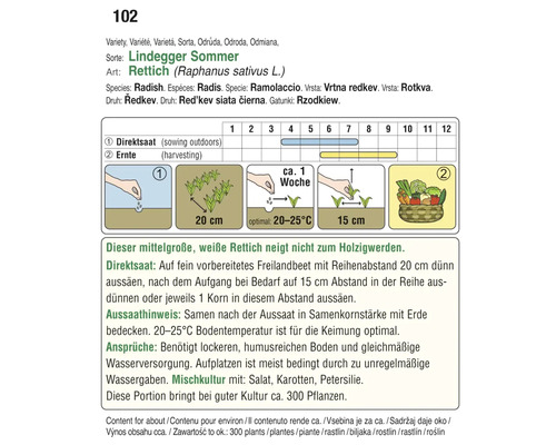 Informationen zum Anbau von Lindegger Sommer Rettich