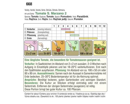 Informationen zur Tomatensorte San Marzano 2 mit Aussaat- und Erntehinweisen