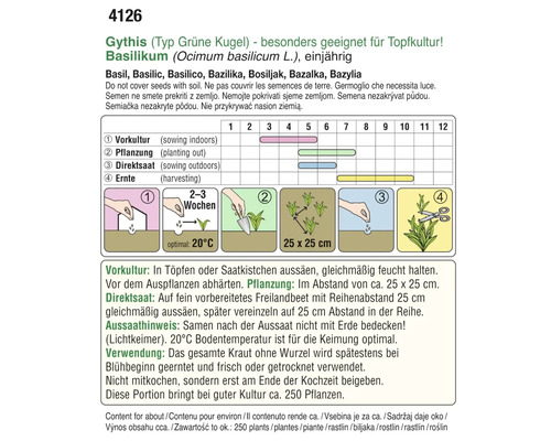 Informationen zur Aussaat und Ernte von Basilikum