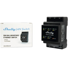 Shelly LAN Switch mit fünf Ports und Ethernet Switch für die DIN Hutschiene