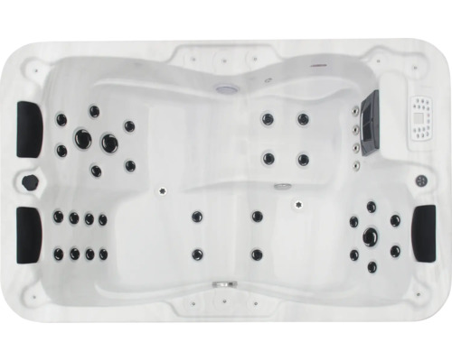 Aufnahme eines Whirlpools von oben mit verschiedenen Düsen