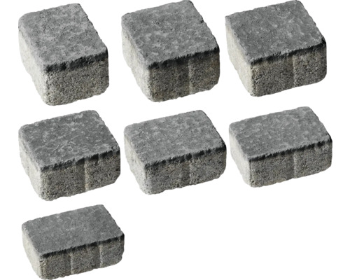 Sieben Pflastersteine aus Beton