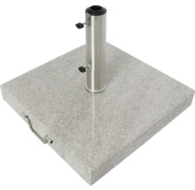 Quadratischer Sonnenschirmständer aus Granit mit Edelstahlrohr