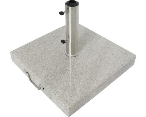 Quadratischer Sonnenschirmständer aus Granit mit Edelstahlrohr