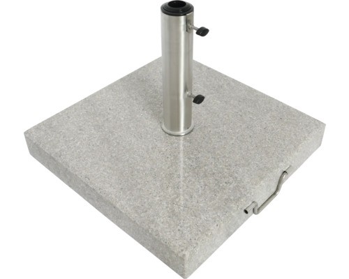 Quadratischer Sonnenschirmständer aus Granit mit Edelstahlrohr