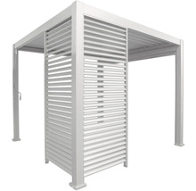 Freistehende weiße Aluminium-Pergola mit Lamellenwänden