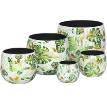 Set aus fünf Pflanzgefäßen mit Blätterdekor