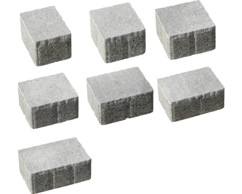 Sieben Pflastersteine aus Beton