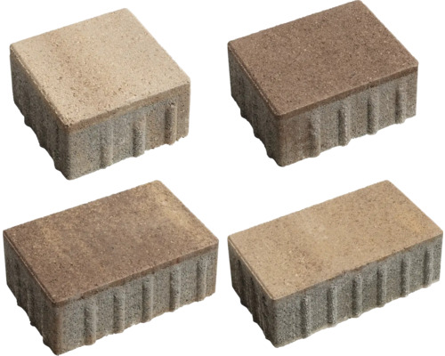 Vier Pflastersteine aus Beton