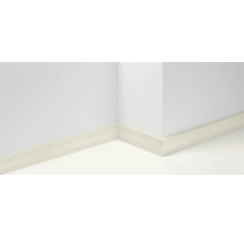 Sockelleisten in einem Raum mit weißer Wand und weißem Boden