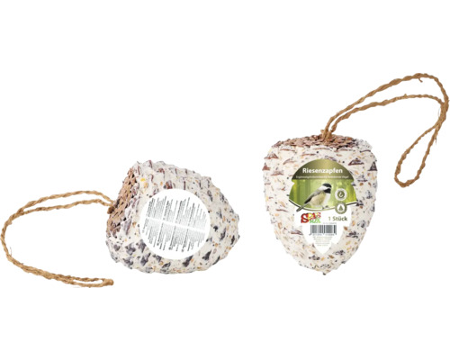 Zwei Vogelfutterzapfen mit Kordel zum Aufhängen