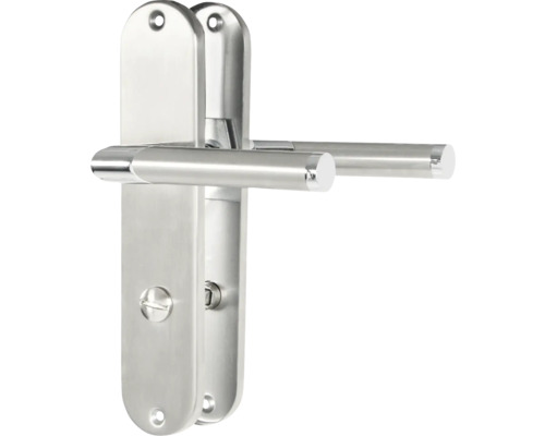 Edelstahl Türdrücker Garnitur mit Langschild