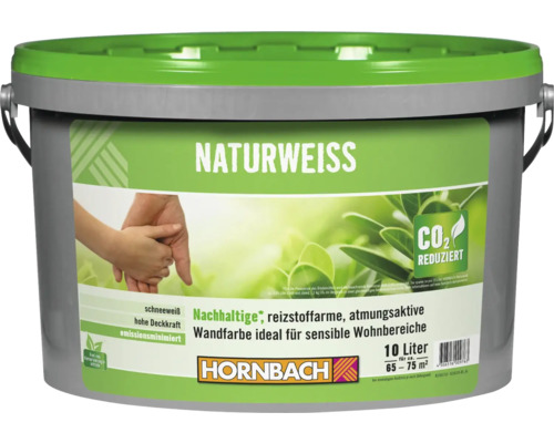 HORNBACH Naturweiß spritzfrei konservierungsmittelfrei weiß 10 L Eimer Naturweiss Wandfarbe mit 10 Liter Inhalt von Hornbach