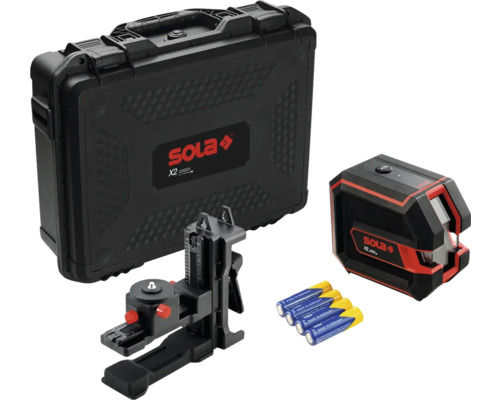 Sola X2 Green Kreuzlinienlaser Set mit Transportkoffer, Wandhalterung und Batterien