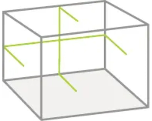 Drahtmodell eines dreidimensionalen Würfels mit Streben