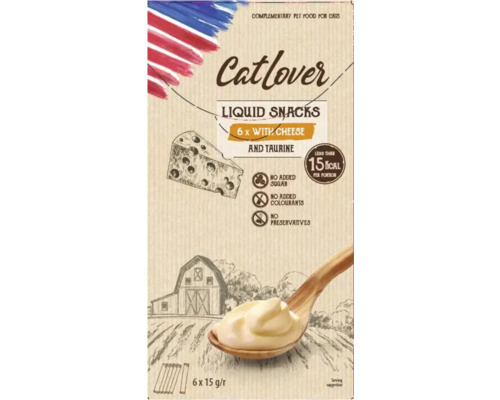 Catlover Flüssigsnack mit Käse und Taurin, 6er Packung