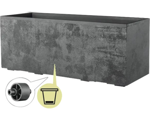 Rechteckiger Pflanzkasten mit Wasserablaufloch und Rollen