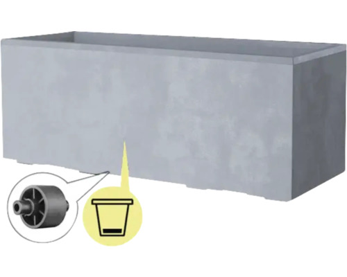 Rechteckiger Pflanzkasten mit Rollen und Wasserablauf
