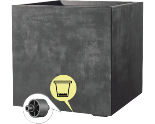 Quadratischer Pflanzkübel mit Wasserablauf