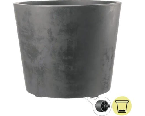 Grauer Pflanztopf mit Bewässerungsfunktion und Wasserstandsanzeige